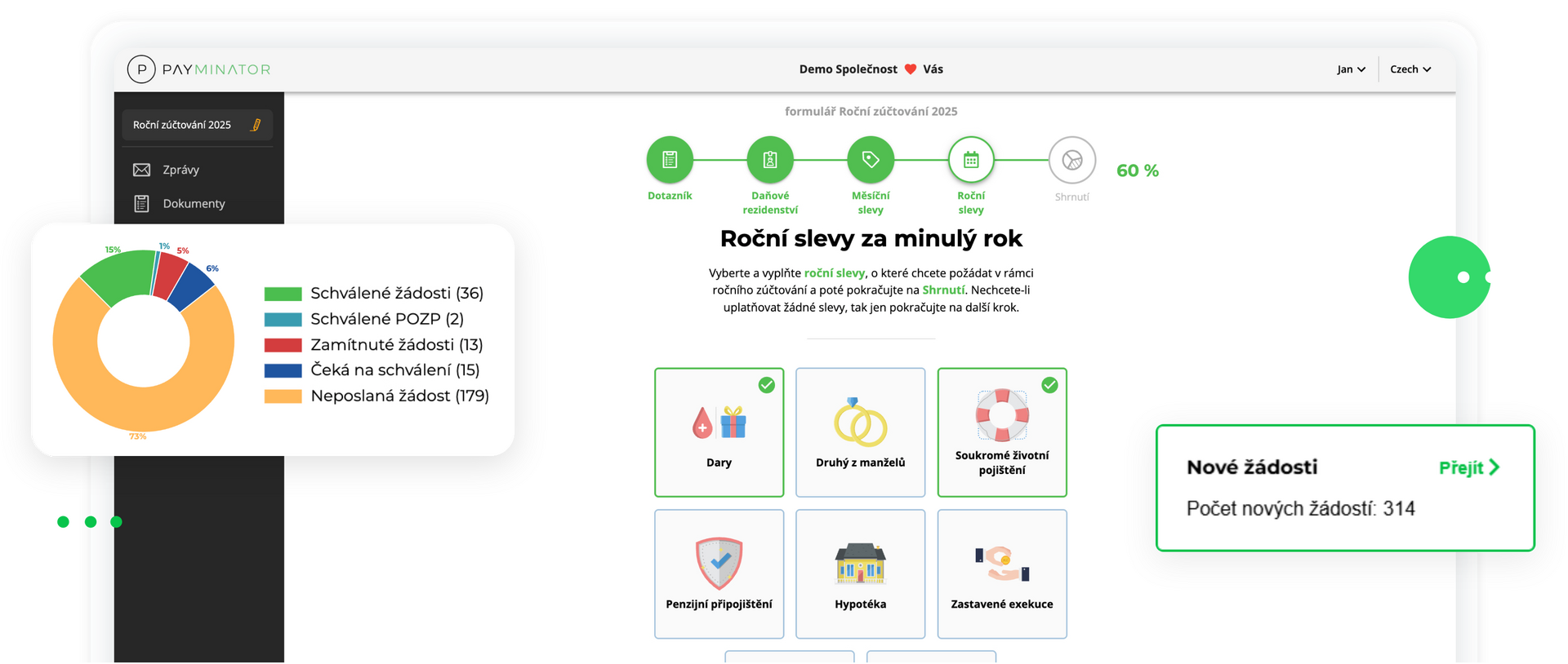 Už žádné papíry. Prohlášení|md poplatníka i Žádost o roční zúčtování|md *vyřídíte online.*