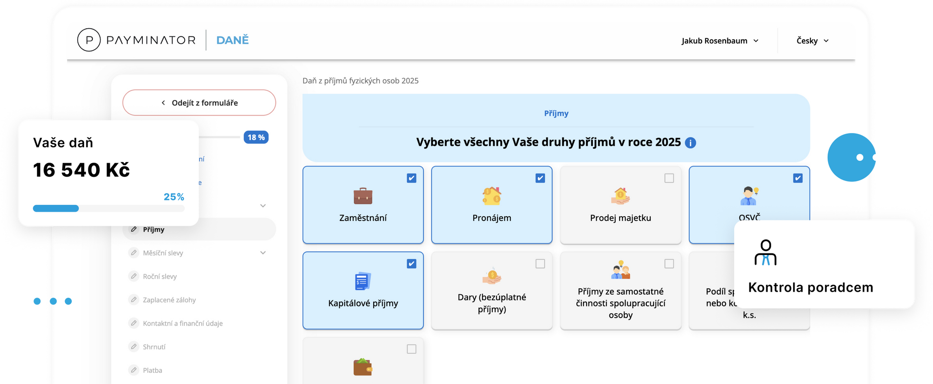Vyplňte *daňové přiznání online*|md během pár minut s interaktivním průvodcem.