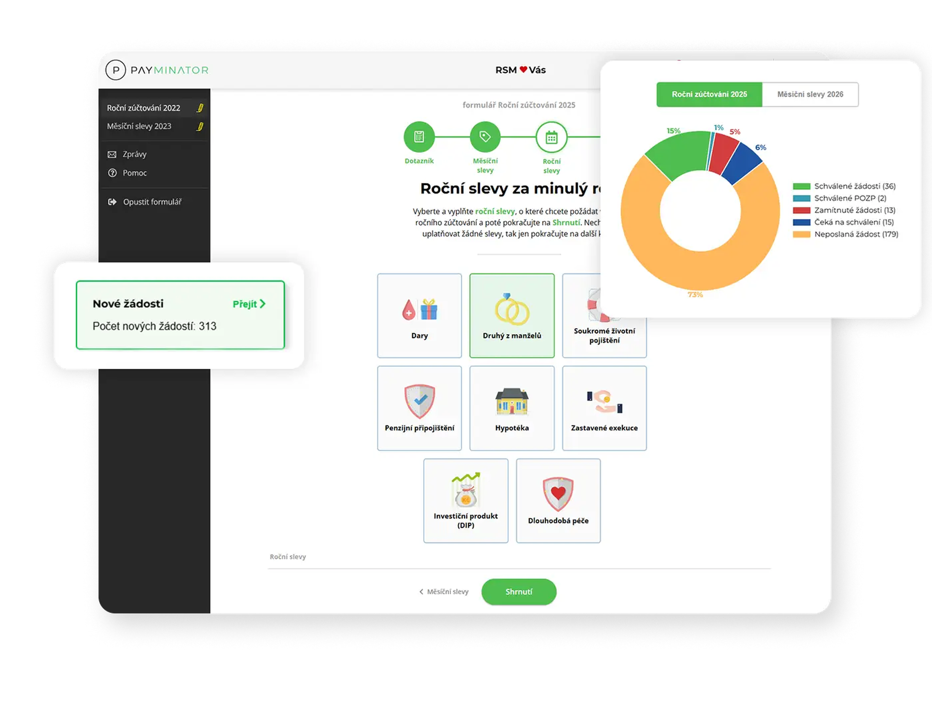 Už žádné papíry. Prohlášení|md poplatníka i Žádost o roční zúčtování|md *vyřídíte online.*