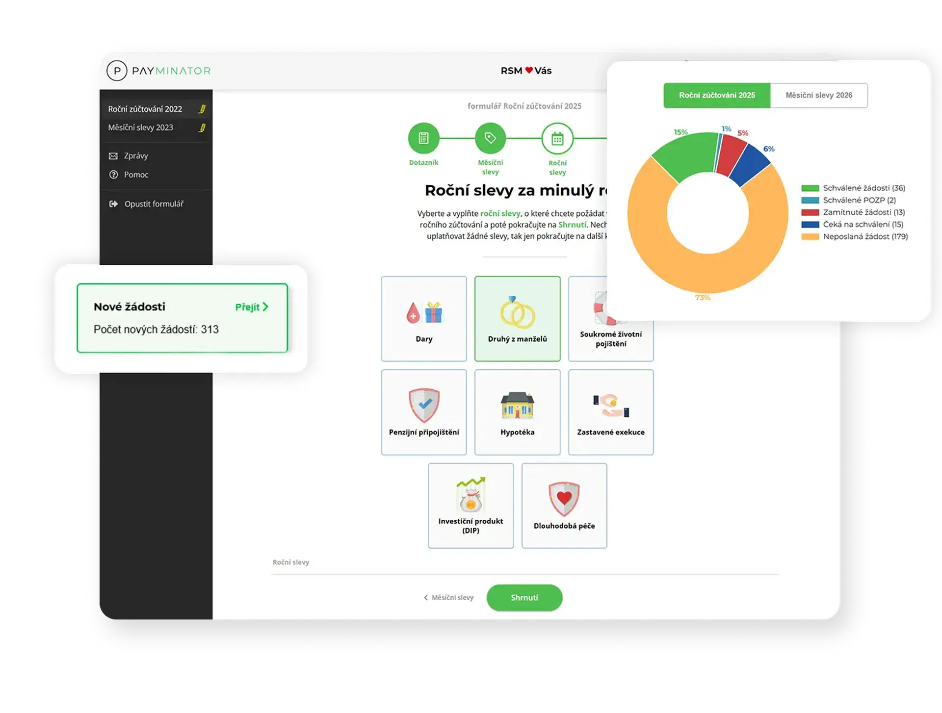 Už žádné papíry. Prohlášení|md poplatníka i Žádost o roční zúčtování|md *vyřídíte online.*