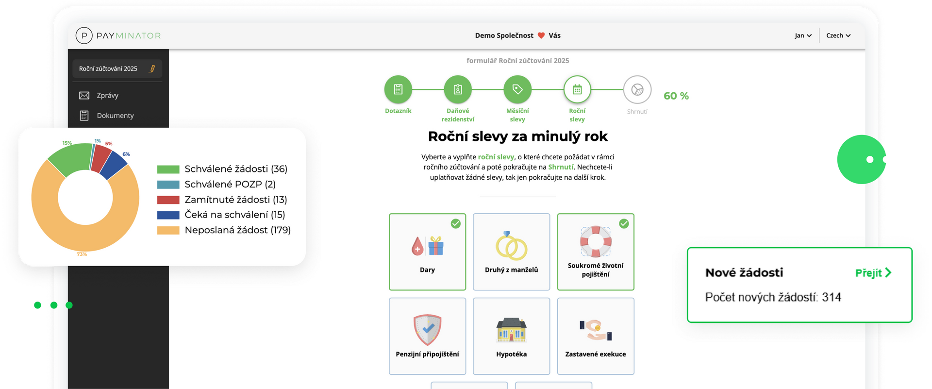 Už žádné papíry. Prohlášení|md poplatníka i Žádost o roční zúčtování|md *vyřídíte online.*