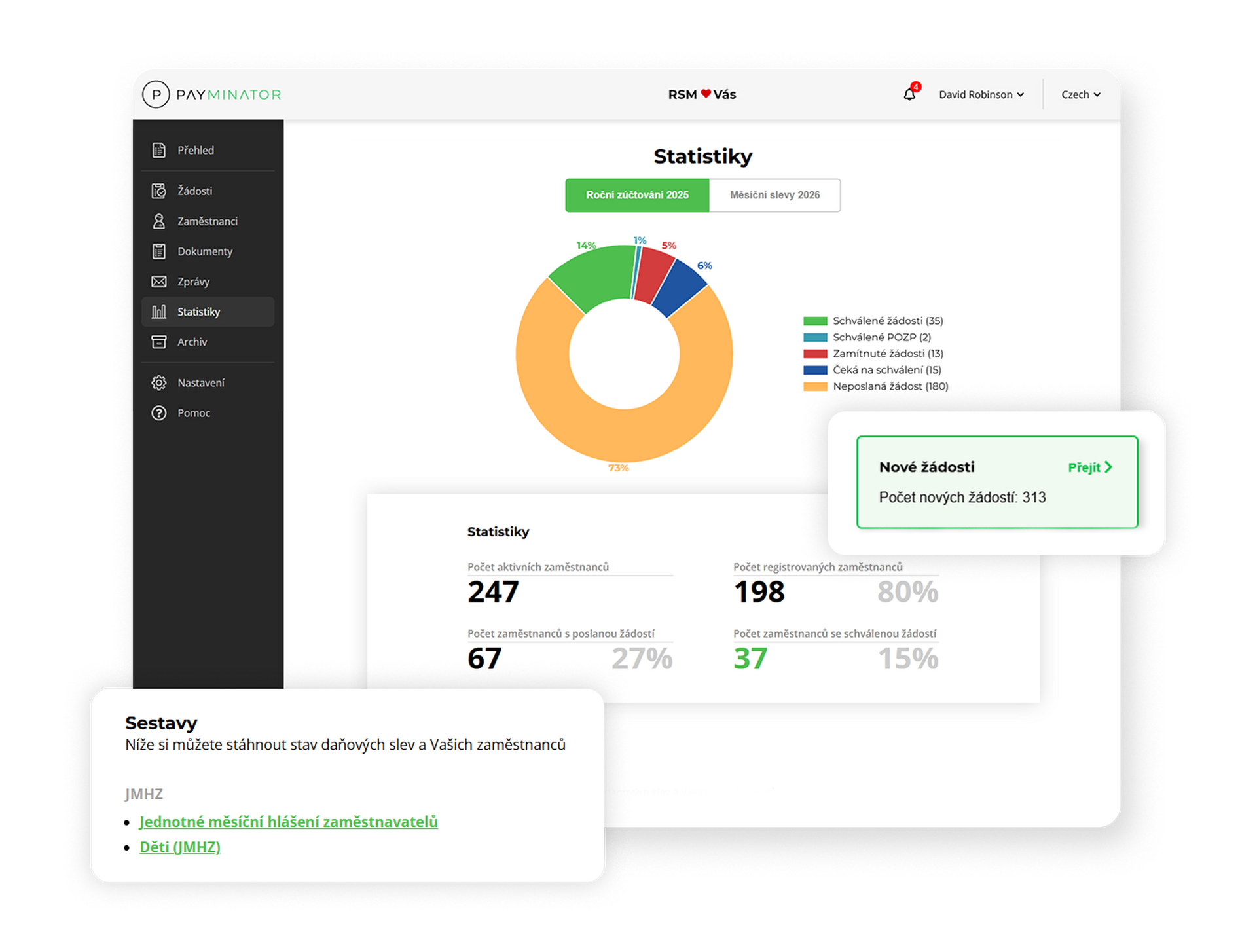 Přehled aplikace Payminator