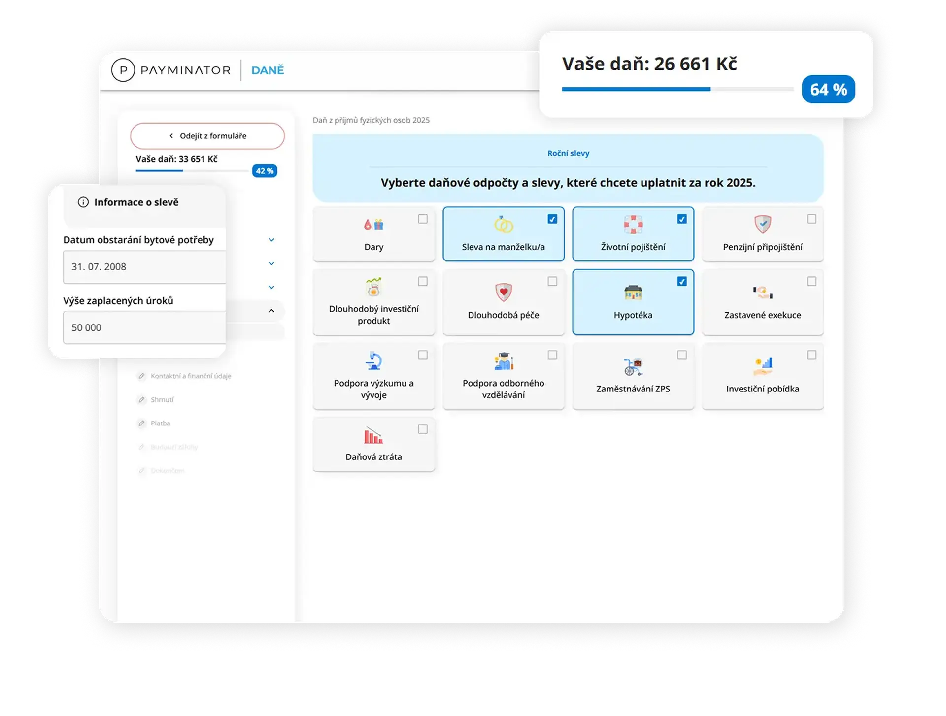 Vyplňte *daňové přiznání online*|md během pár minut s interaktivním průvodcem.