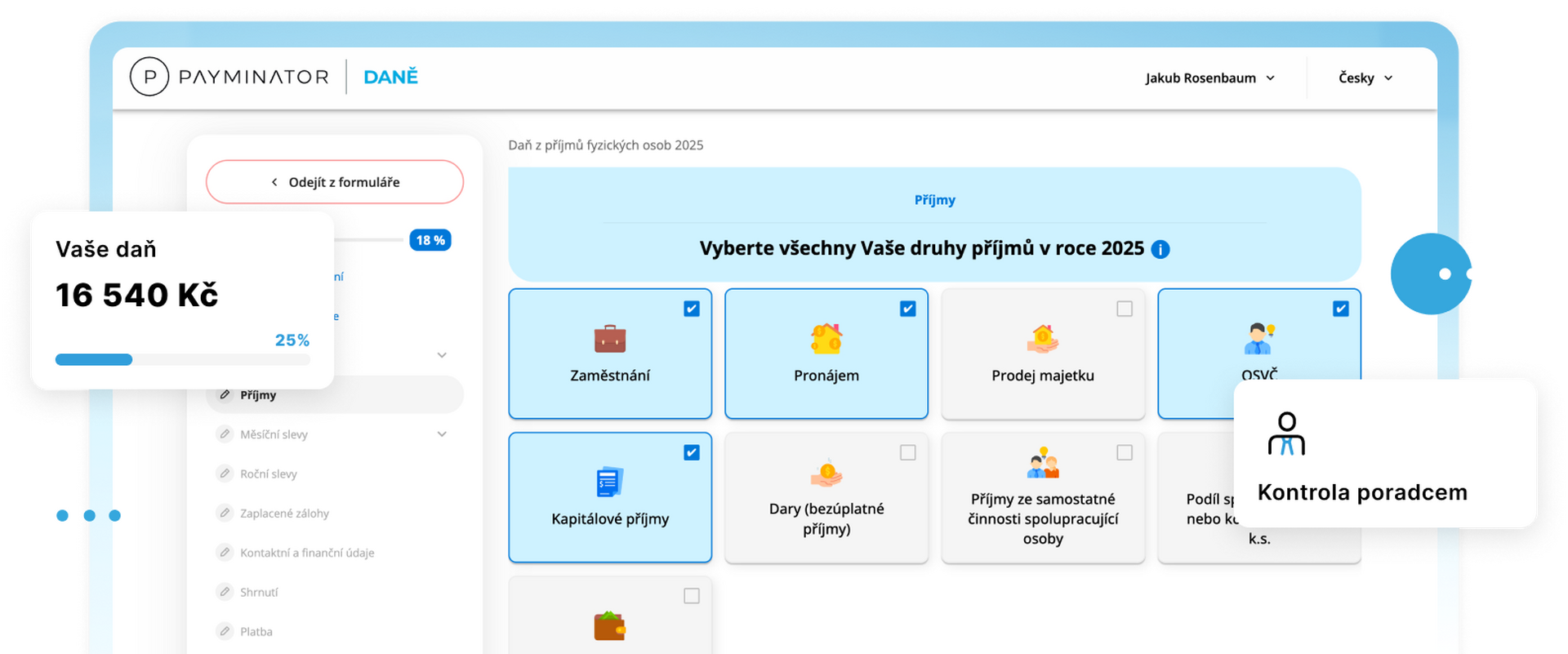 Vyplňte *daňové přiznání online*|md během pár minut s interaktivním průvodcem.