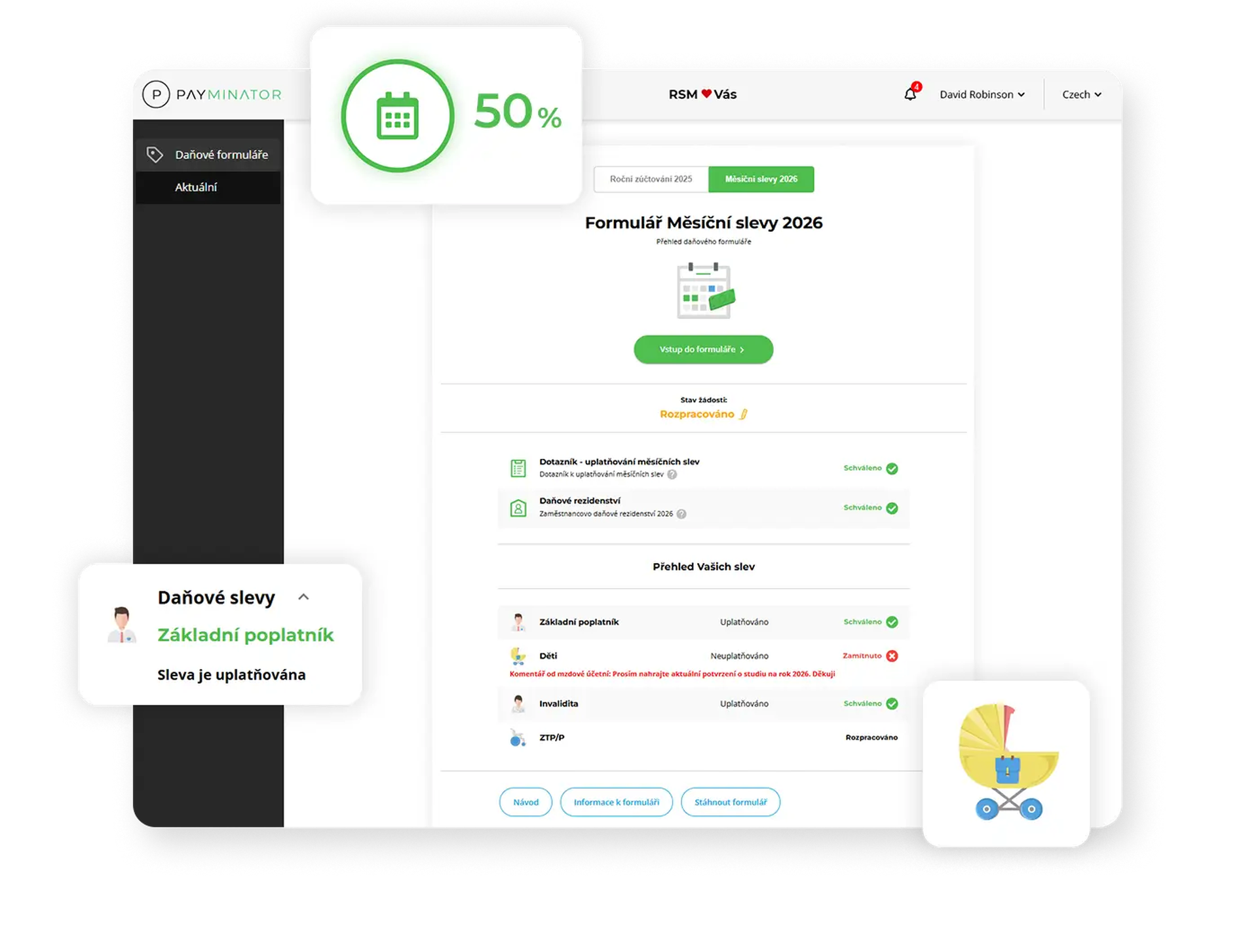 Přehled aplikace Payminator